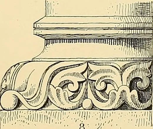 An illustration from Examples of English medieval foliage and coloured decoration, taken from buildings of the twelfth to the fifteenth century: with descriptive letterpress, 1874, leaf 107