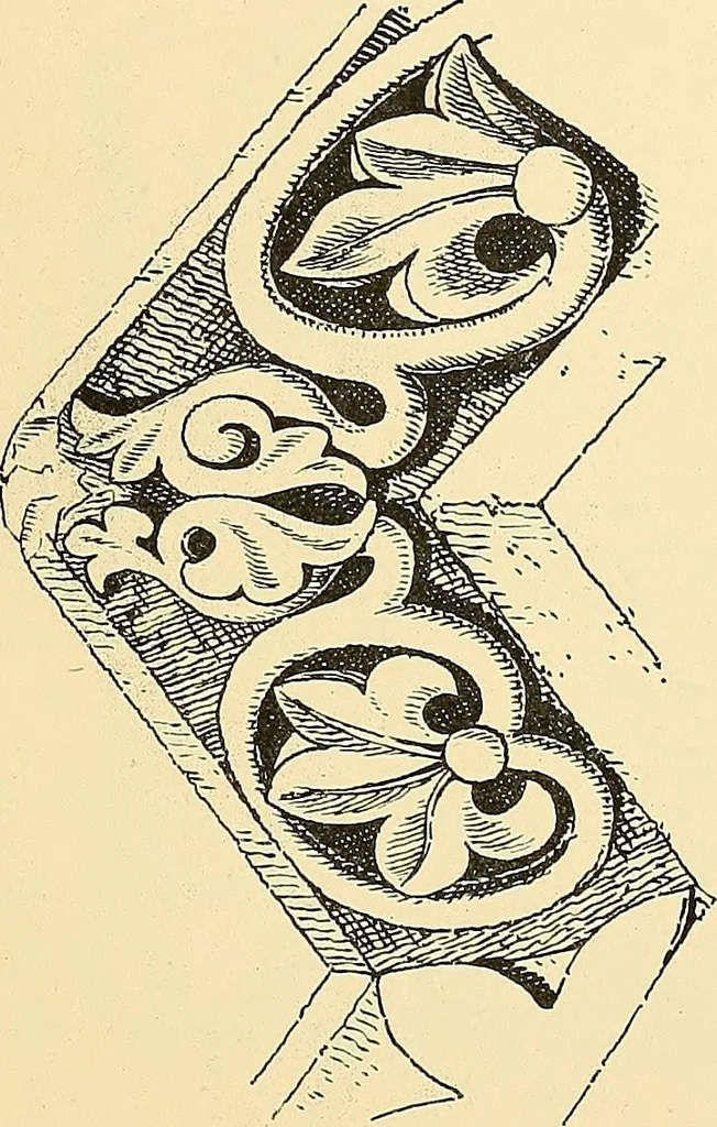 An illustration from Examples of English medieval foliage and coloured decoration, taken from buildings of the twelfth to the fifteenth century: with descriptive letterpress, 1874, leaf 109