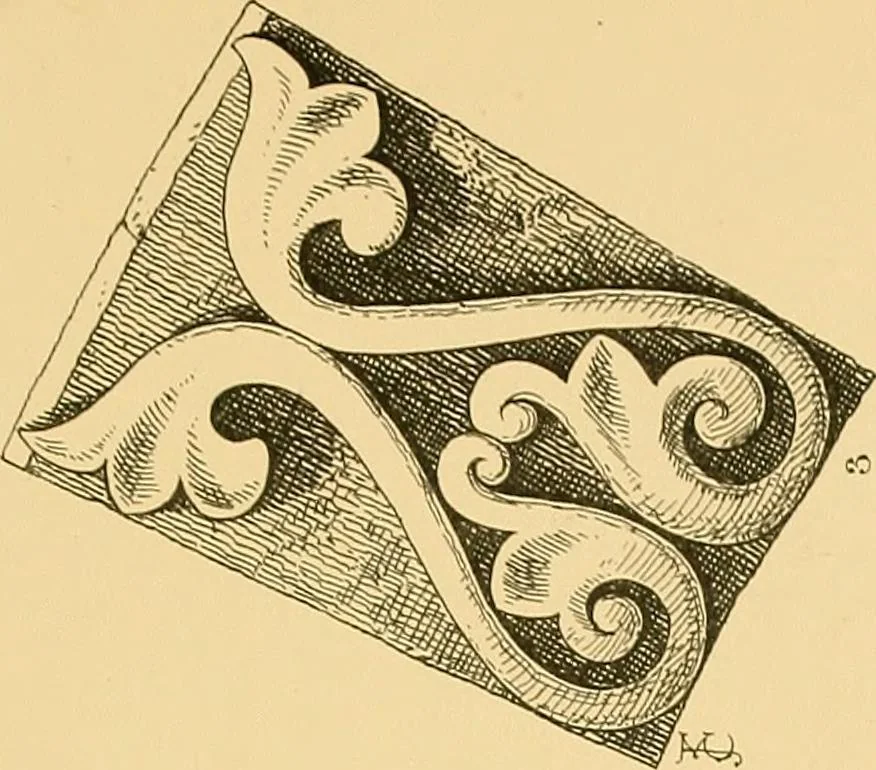 An illustration from Examples of English medieval foliage and coloured decoration, taken from buildings of the twelfth to the fifteenth century: with descriptive letterpress, 1874, leaf 111