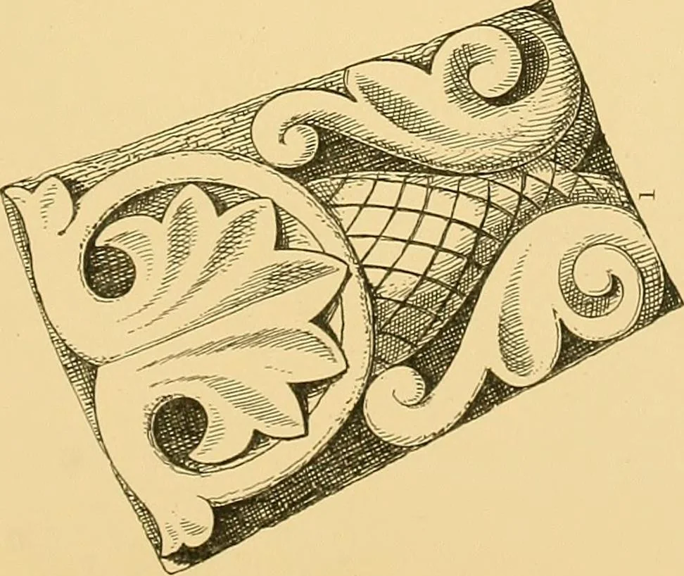 An illustration from Examples of English medieval foliage and coloured decoration, taken from buildings of the twelfth to the fifteenth century: with descriptive letterpress, 1874, leaf 111