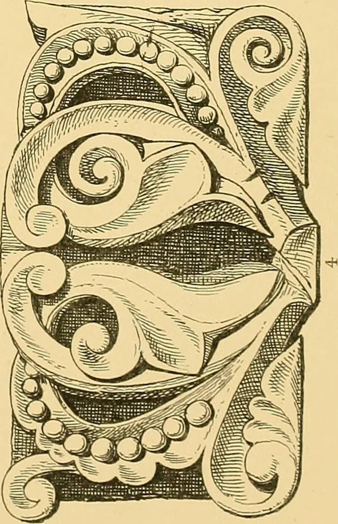 An illustration from Examples of English medieval foliage and coloured decoration, taken from buildings of the twelfth to the fifteenth century: with descriptive letterpress, 1874, leaf 111