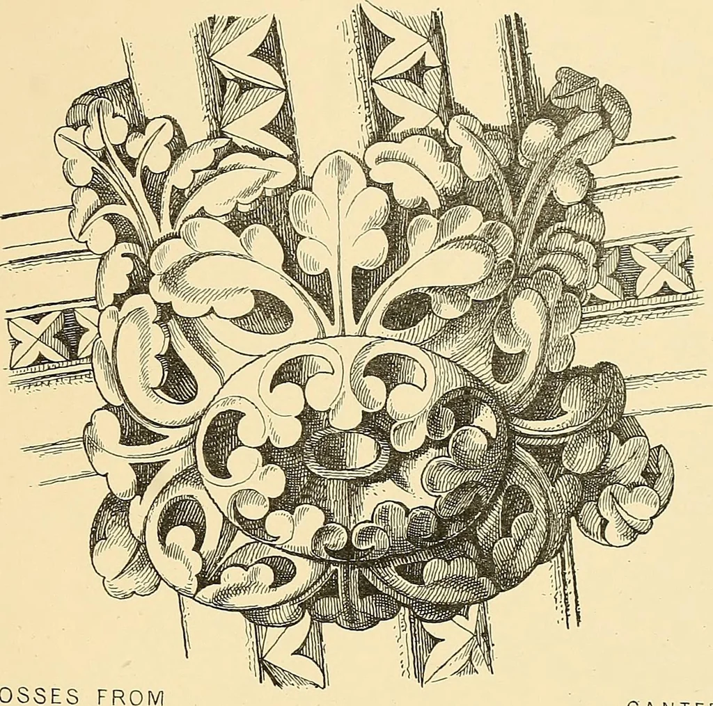 An illustration from Examples of English medieval foliage and coloured decoration, taken from buildings of the twelfth to the fifteenth century: with descriptive letterpress, 1874, leaf 127