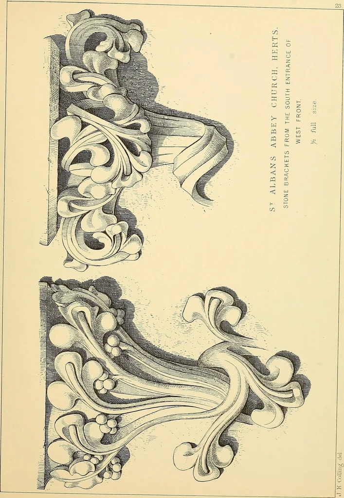 An illustration from Examples of English medieval foliage and coloured decoration, taken from buildings of the twelfth to the fifteenth century: with descriptive letterpress, 1874, leaf 137