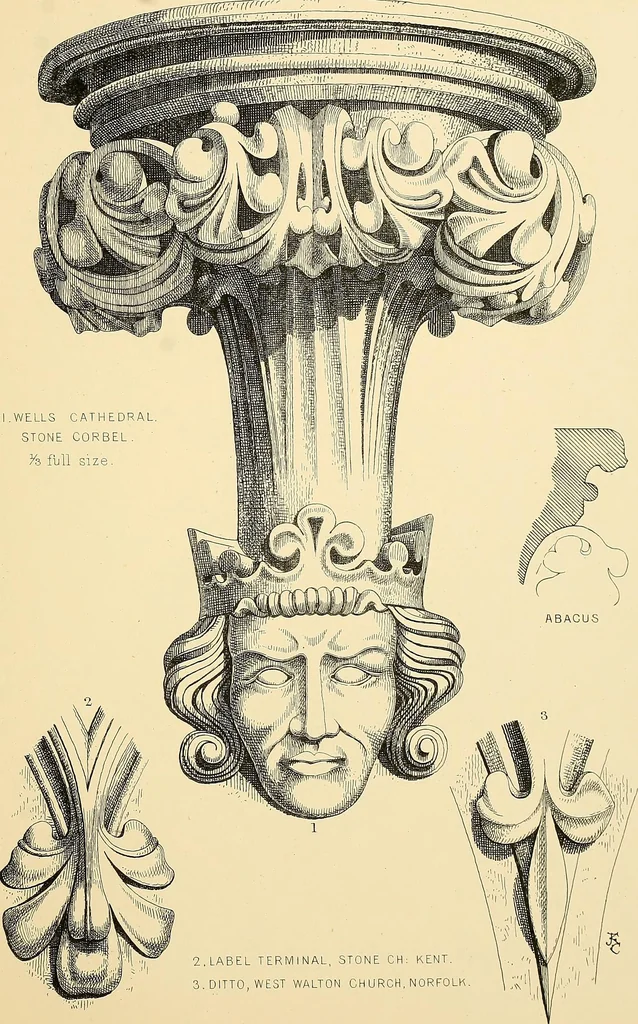 An illustration from Examples of English medieval foliage and coloured decoration, taken from buildings of the twelfth to the fifteenth century: with descriptive letterpress, 1874, leaf 141