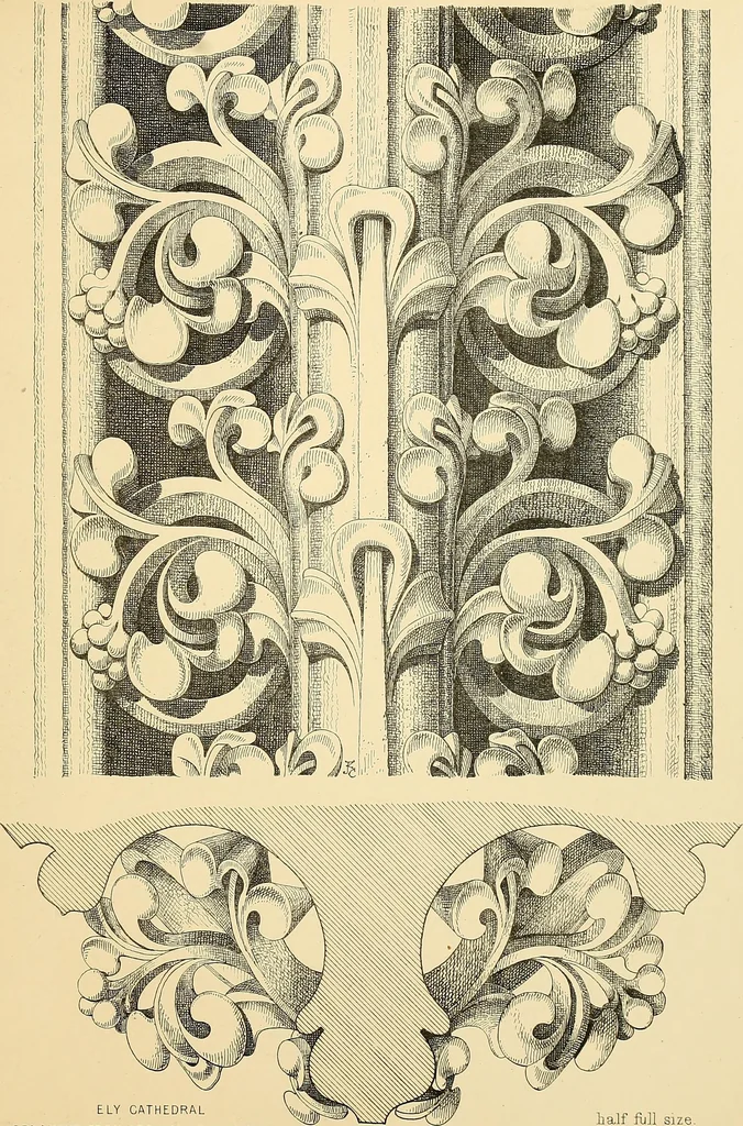 An illustration from Examples of English medieval foliage and coloured decoration, taken from buildings of the twelfth to the fifteenth century: with descriptive letterpress, 1874, leaf 149