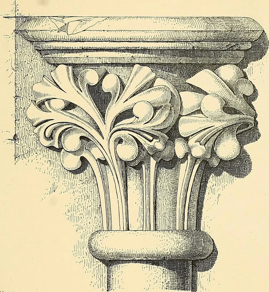 An illustration from Examples of English medieval foliage and coloured decoration, taken from buildings of the twelfth to the fifteenth century: with descriptive letterpress, 1874, leaf 153