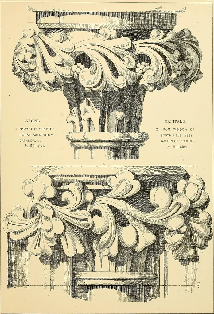 An illustration from Examples of English medieval foliage and coloured decoration, taken from buildings of the twelfth to the fifteenth century: with descriptive letterpress, 1874, leaf 155