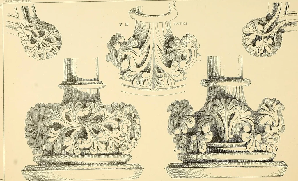 An illustration from Examples of English medieval foliage and coloured decoration, taken from buildings of the twelfth to the fifteenth century: with descriptive letterpress, 1874, leaf 159