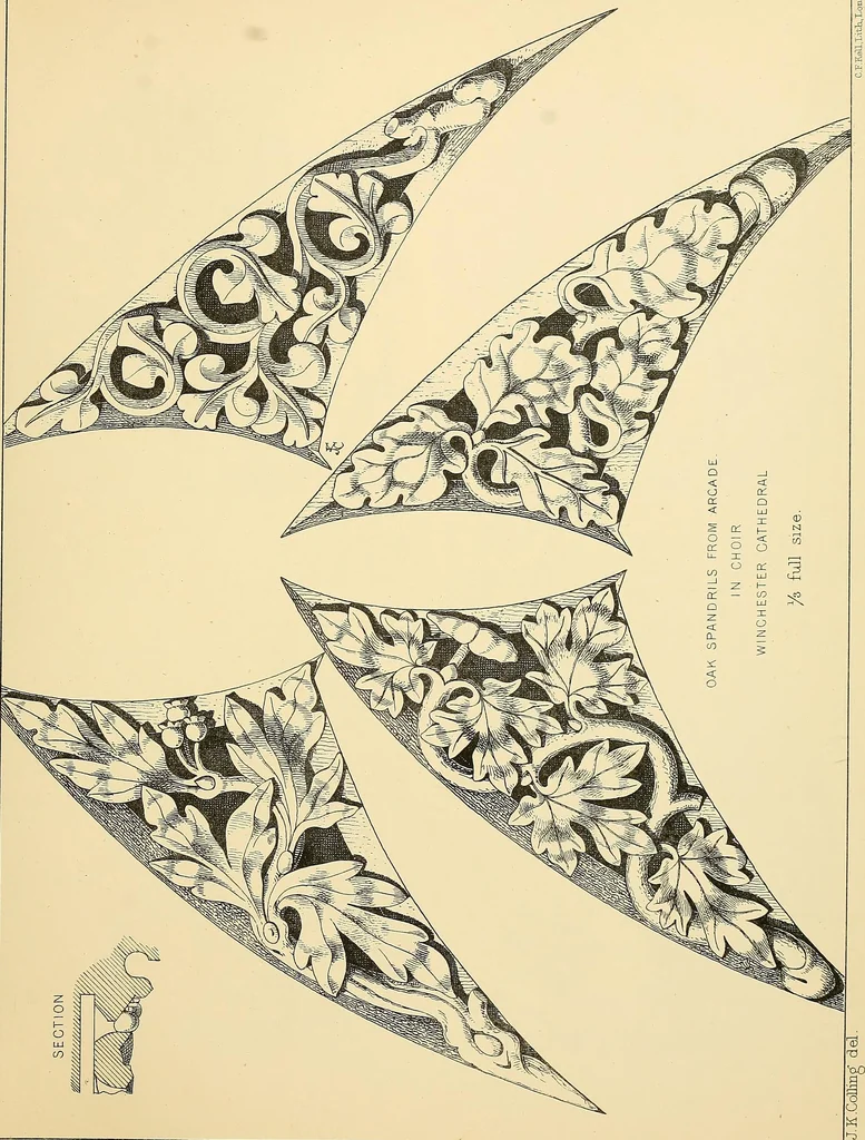 An illustration from Examples of English medieval foliage and coloured decoration, taken from buildings of the twelfth to the fifteenth century: with descriptive letterpress, 1874, leaf 167