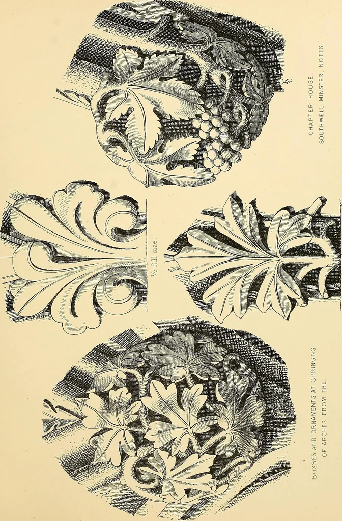 An illustration from Examples of English medieval foliage and coloured decoration, taken from buildings of the twelfth to the fifteenth century: with descriptive letterpress, 1874, leaf 179