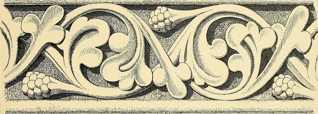An illustration from Examples of English medieval foliage and coloured decoration, taken from buildings of the twelfth to the fifteenth century: with descriptive letterpress, 1874, leaf 185