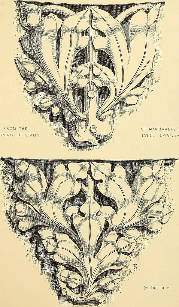 An illustration from Examples of English medieval foliage and coloured decoration, taken from buildings of the twelfth to the fifteenth century: with descriptive letterpress, 1874, leaf 205
