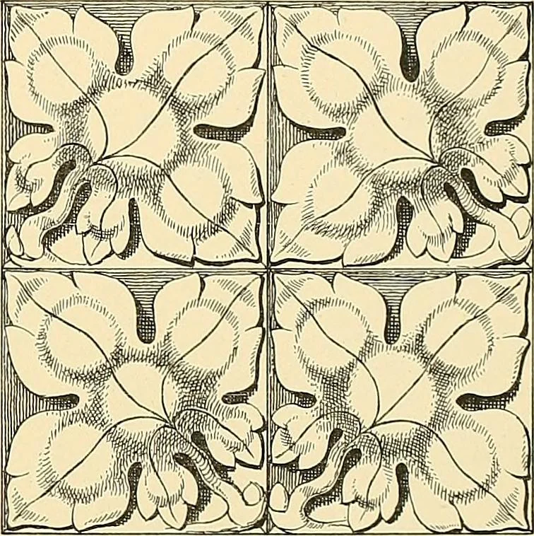 An illustration from Examples of English medieval foliage and coloured decoration, taken from buildings of the twelfth to the fifteenth century: with descriptive letterpress, 1874, leaf 207