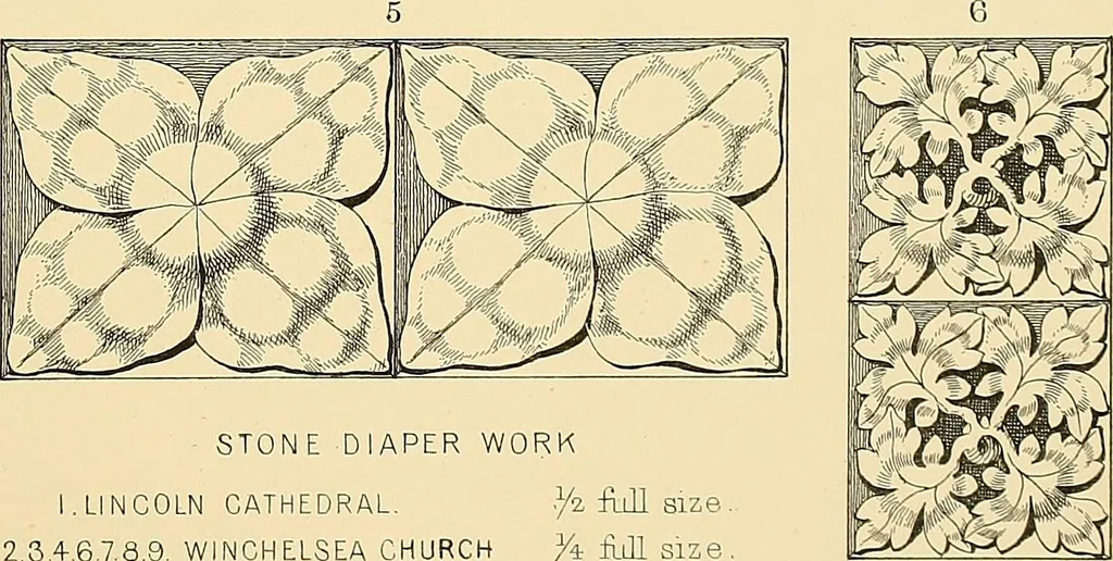 An illustration from Examples of English medieval foliage and coloured decoration, taken from buildings of the twelfth to the fifteenth century: with descriptive letterpress, 1874, leaf 207