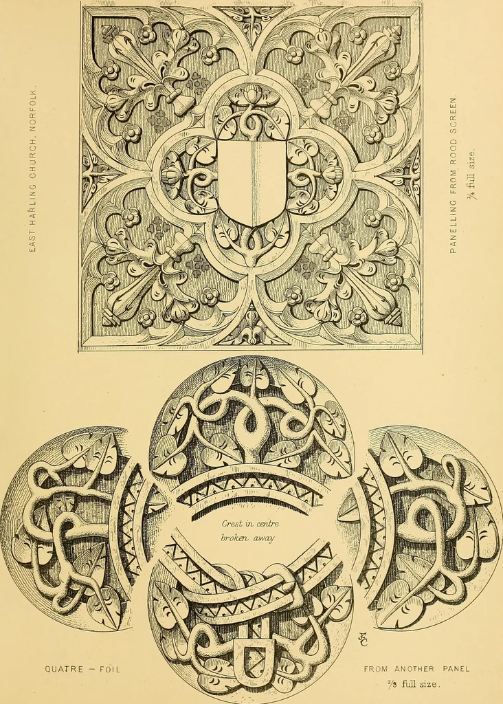 An illustration from Examples of English medieval foliage and coloured decoration, taken from buildings of the twelfth to the fifteenth century: with descriptive letterpress, 1874, leaf 211