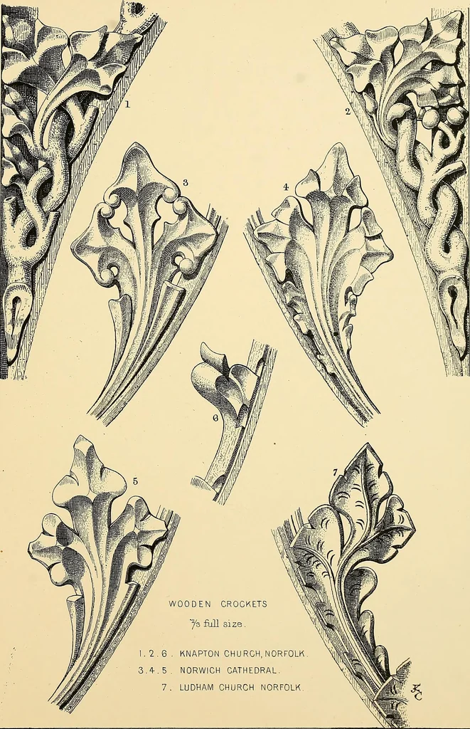 An illustration from Examples of English medieval foliage and coloured decoration, taken from buildings of the twelfth to the fifteenth century: with descriptive letterpress, 1874, leaf 219