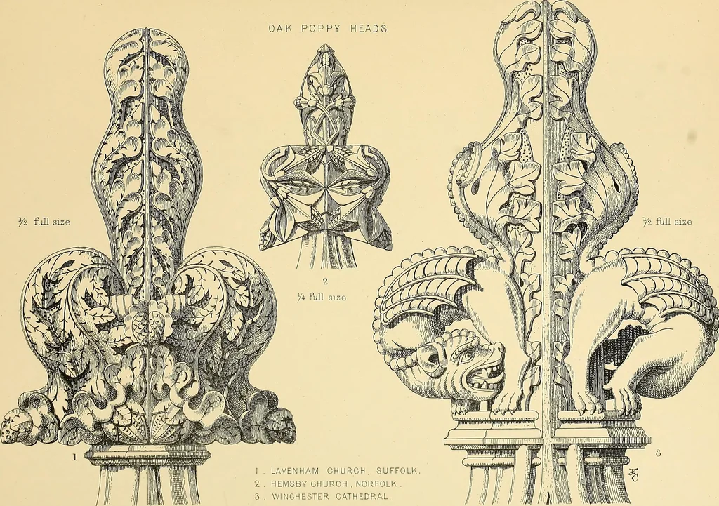 An illustration from Examples of English medieval foliage and coloured decoration, taken from buildings of the twelfth to the fifteenth century: with descriptive letterpress, 1874, leaf 225