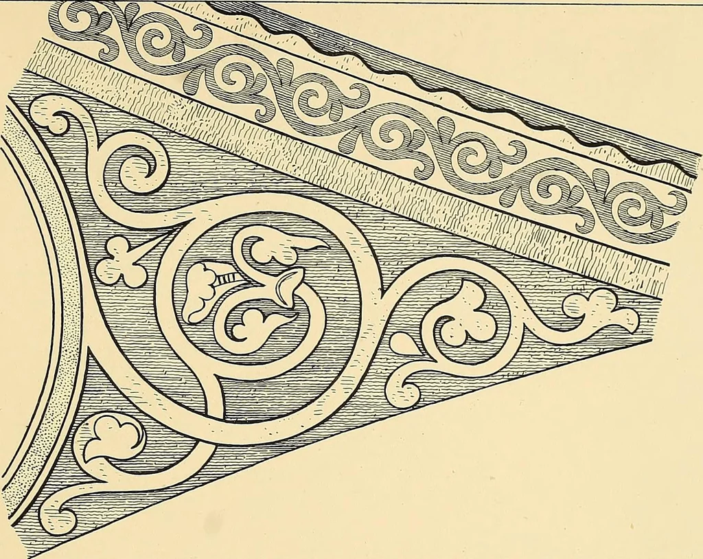 An illustration from Examples of English medieval foliage and coloured decoration, taken from buildings of the twelfth to the fifteenth century: with descriptive letterpress, 1874, leaf 233