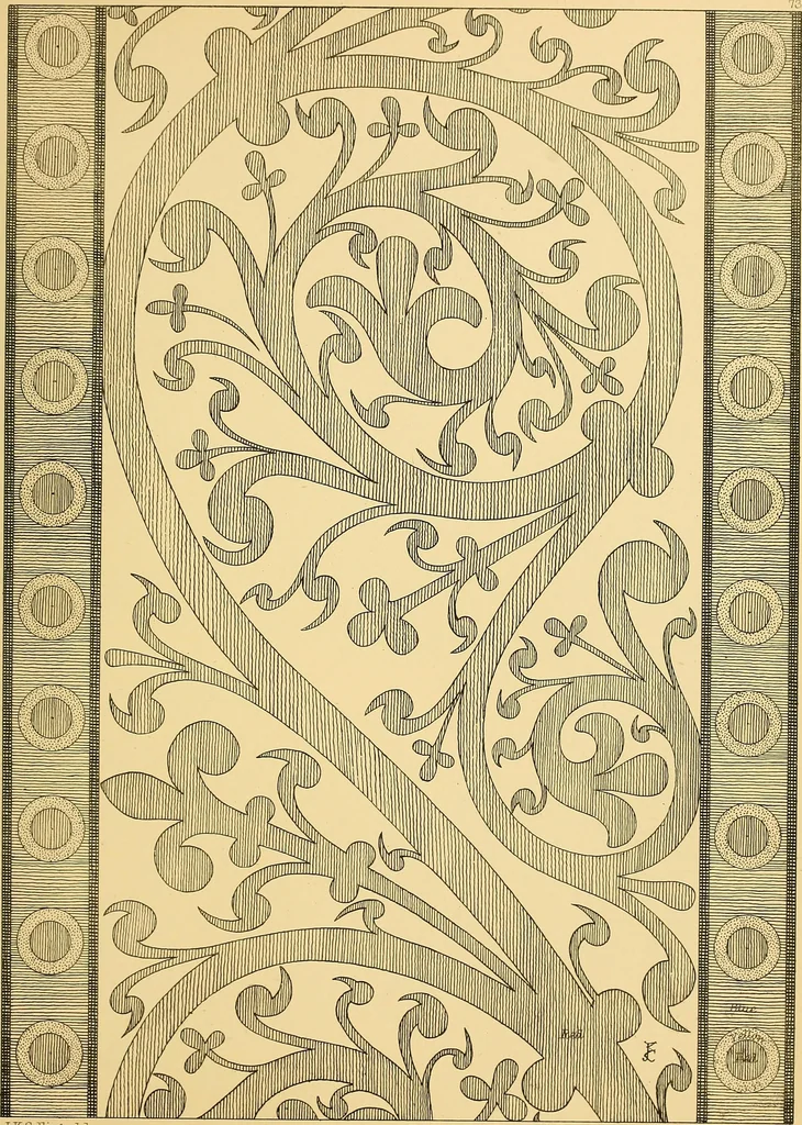 An illustration from Examples of English medieval foliage and coloured decoration, taken from buildings of the twelfth to the fifteenth century: with descriptive letterpress, 1874, leaf 237