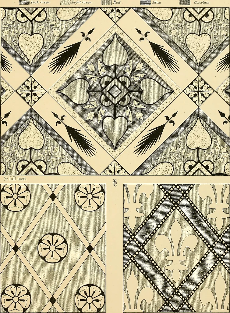 An illustration from Examples of English medieval foliage and coloured decoration, taken from buildings of the twelfth to the fifteenth century: with descriptive letterpress, 1874, leaf 241
