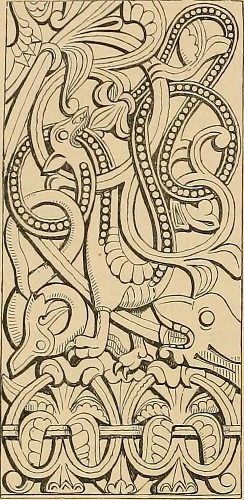 An illustration from Examples of English medieval foliage and coloured decoration, taken from buildings of the twelfth to the fifteenth century: with descriptive letterpress, 1874, leaf 36