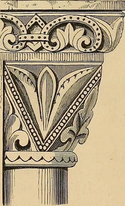 An illustration from Examples of English medieval foliage and coloured decoration, taken from buildings of the twelfth to the fifteenth century: with descriptive letterpress, 1874, leaf 42