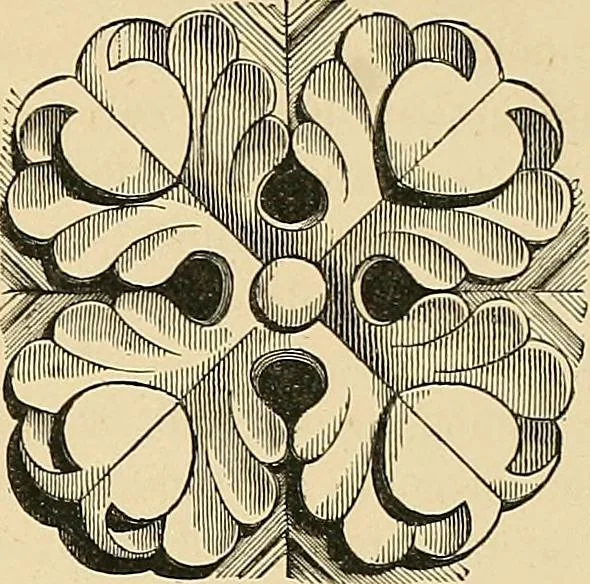 An illustration from Examples of English medieval foliage and coloured decoration, taken from buildings of the twelfth to the fifteenth century: with descriptive letterpress, 1874, leaf 51