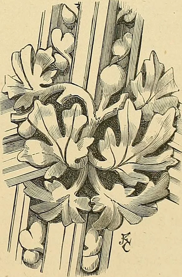 An illustration from Examples of English medieval foliage and coloured decoration, taken from buildings of the twelfth to the fifteenth century: with descriptive letterpress, 1874, leaf 63