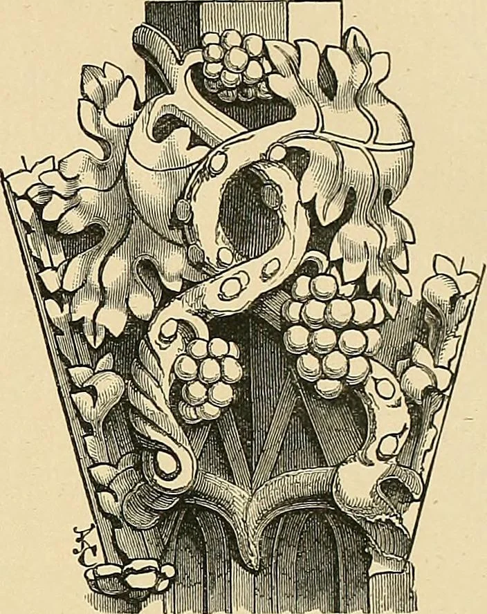 An illustration from Examples of English medieval foliage and coloured decoration, taken from buildings of the twelfth to the fifteenth century: with descriptive letterpress, 1874, leaf 71