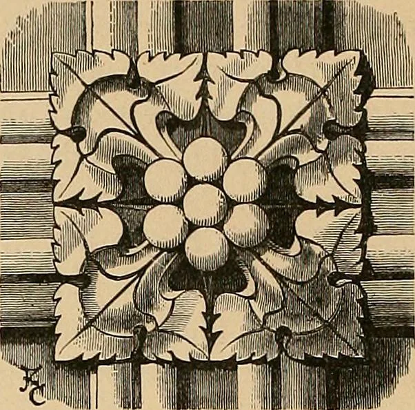 An illustration from Examples of English medieval foliage and coloured decoration, taken from buildings of the twelfth to the fifteenth century: with descriptive letterpress, 1874, leaf 78