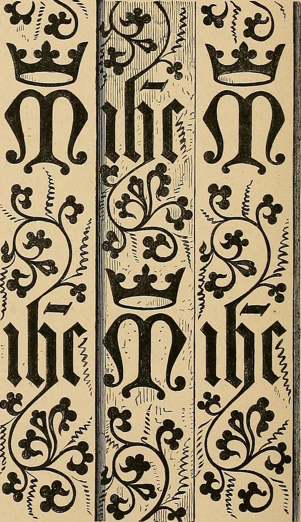 An illustration from Examples of English medieval foliage and coloured decoration, taken from buildings of the twelfth to the fifteenth century: with descriptive letterpress, 1874, leaf 90
