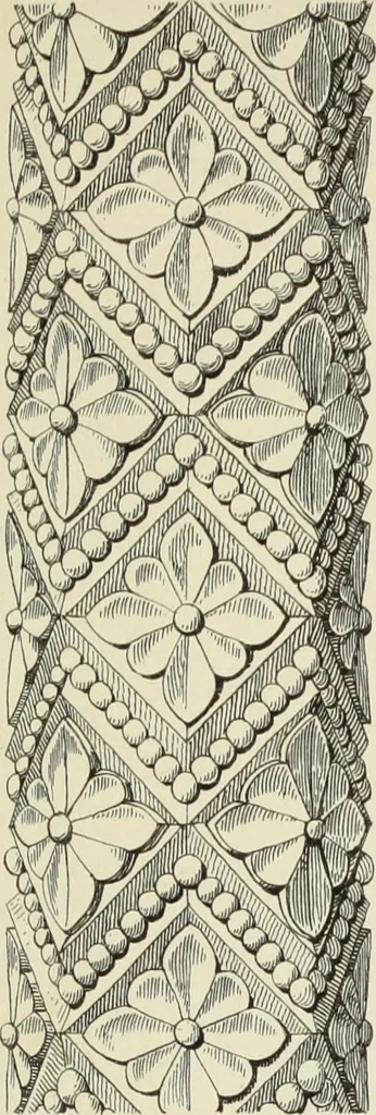 An illustration from Examples of English mediaeval foliage and coloured decoration, taken from buildings of the twelfth to the fifteenth century: with descriptive letterpress, 1874, leaf 101