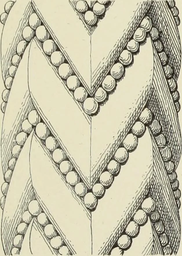 An illustration from Examples of English mediaeval foliage and coloured decoration, taken from buildings of the twelfth to the fifteenth century: with descriptive letterpress, 1874, leaf 101