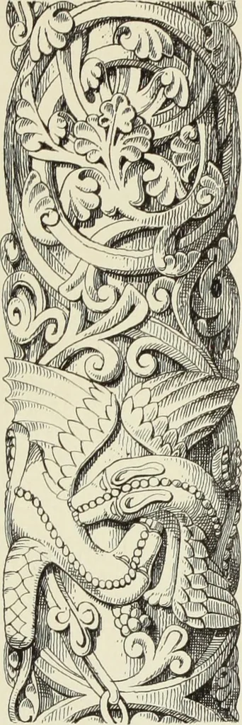 An illustration from Examples of English mediaeval foliage and coloured decoration, taken from buildings of the twelfth to the fifteenth century: with descriptive letterpress, 1874, leaf 101