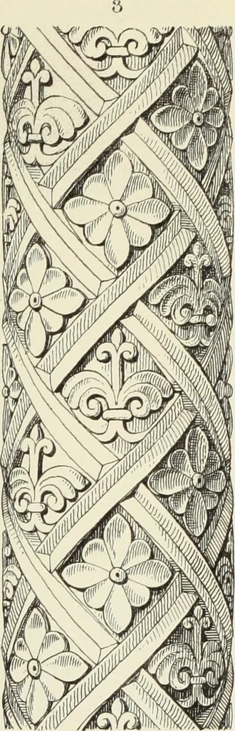 An illustration from Examples of English mediaeval foliage and coloured decoration, taken from buildings of the twelfth to the fifteenth century: with descriptive letterpress, 1874, leaf 101