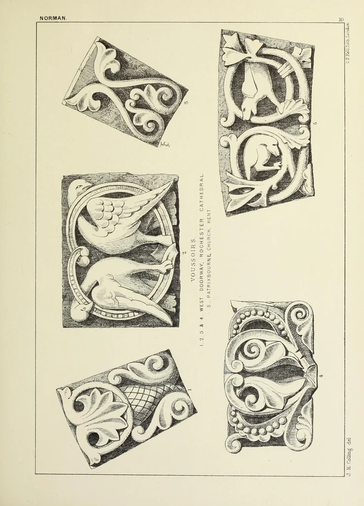 An illustration from Examples of English mediaeval foliage and coloured decoration, taken from buildings of the twelfth to the fifteenth century: with descriptive letterpress, 1874, leaf 109