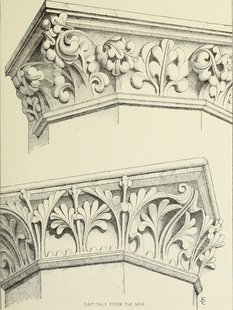 An illustration from Examples of English mediaeval foliage and coloured decoration, taken from buildings of the twelfth to the fifteenth century: with descriptive letterpress, 1874, leaf 117