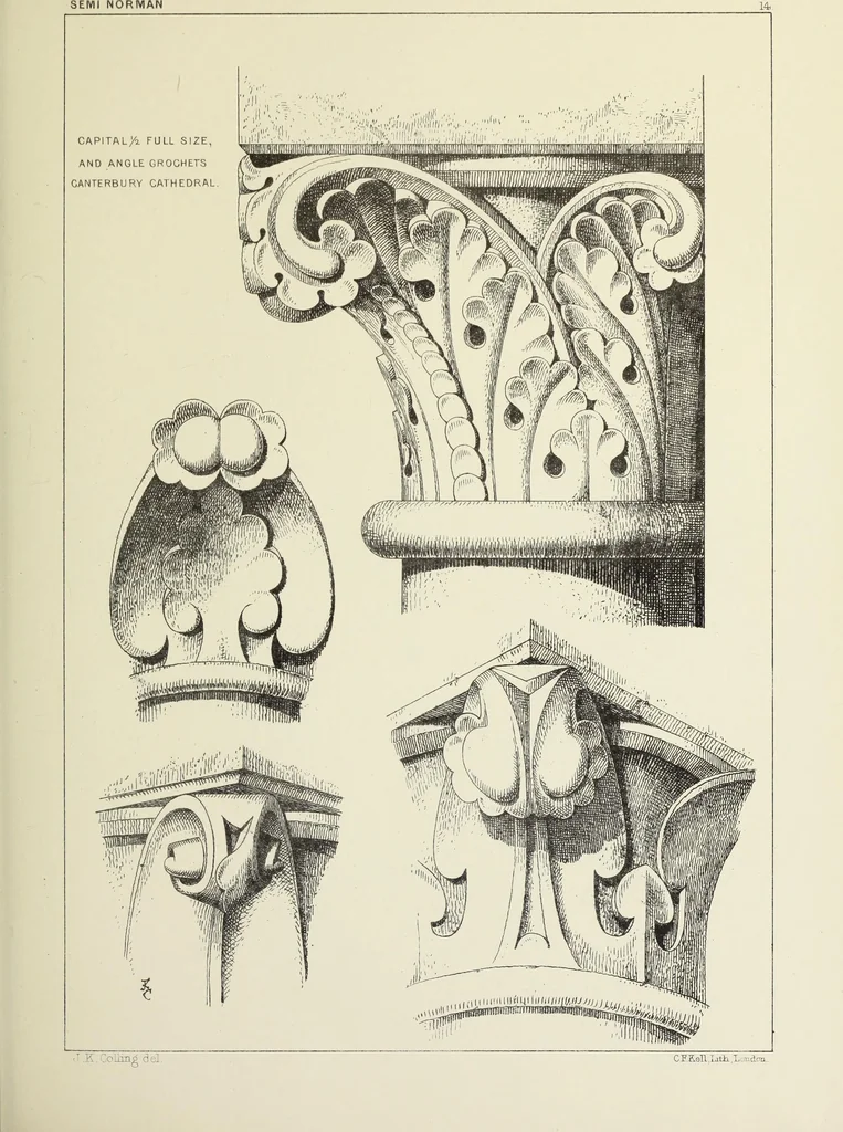 An illustration from Examples of English mediaeval foliage and coloured decoration, taken from buildings of the twelfth to the fifteenth century: with descriptive letterpress, 1874, leaf 125