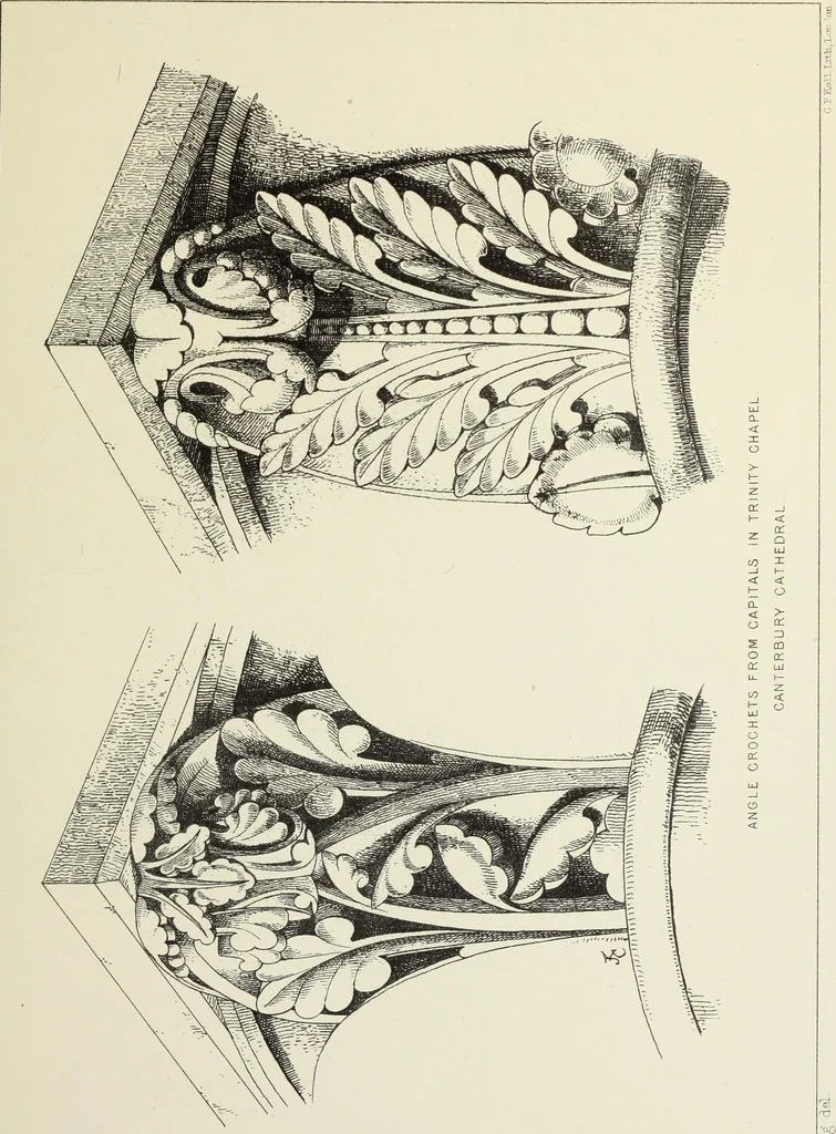 An illustration from Examples of English mediaeval foliage and coloured decoration, taken from buildings of the twelfth to the fifteenth century: with descriptive letterpress, 1874, leaf 129