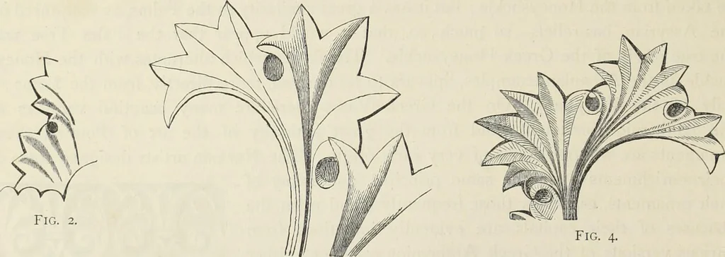 An illustration from Examples of English mediaeval foliage and coloured decoration, taken from buildings of the twelfth to the fifteenth century: with descriptive letterpress, 1874, leaf 14