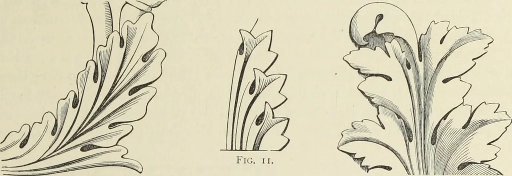 An illustration from Examples of English mediaeval foliage and coloured decoration, taken from buildings of the twelfth to the fifteenth century: with descriptive letterpress, 1874, leaf 17