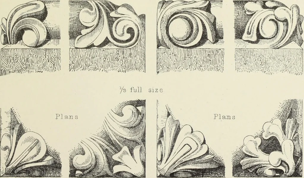 An illustration from Examples of English mediaeval foliage and coloured decoration, taken from buildings of the twelfth to the fifteenth century: with descriptive letterpress, 1874, leaf 177