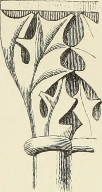 An illustration from Examples of English mediaeval foliage and coloured decoration, taken from buildings of the twelfth to the fifteenth century: with descriptive letterpress, 1874, leaf 19