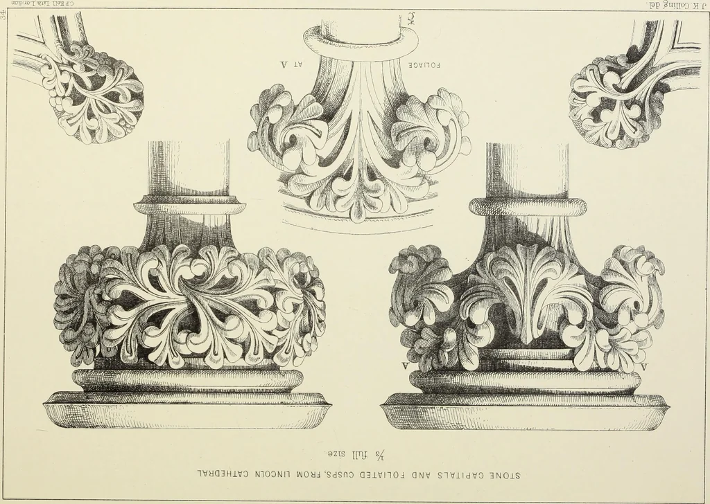 An illustration from Examples of English mediaeval foliage and coloured decoration, taken from buildings of the twelfth to the fifteenth century: with descriptive letterpress, 1874, leaf 205