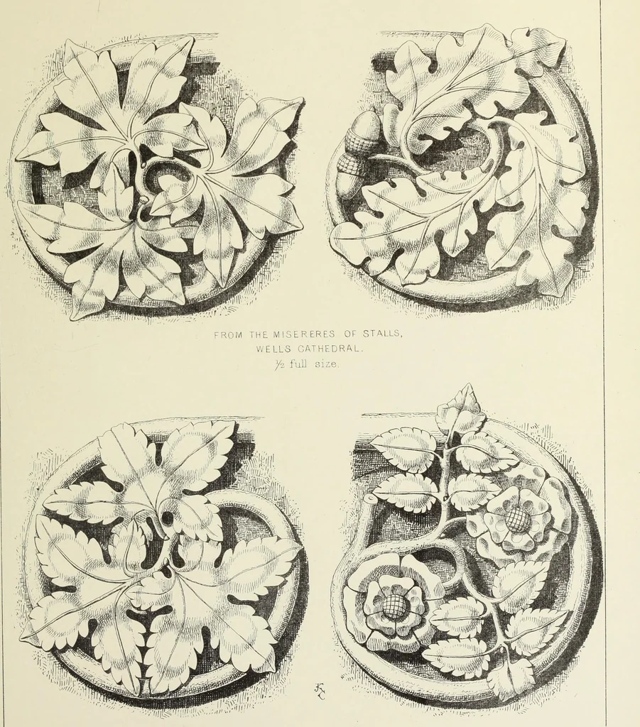 An illustration from Examples of English mediaeval foliage and coloured decoration, taken from buildings of the twelfth to the fifteenth century: with descriptive letterpress, 1874, leaf 225