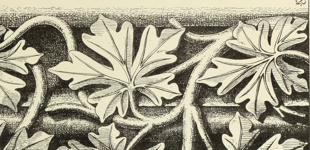 An illustration from Examples of English mediaeval foliage and coloured decoration, taken from buildings of the twelfth to the fifteenth century: with descriptive letterpress, 1874, leaf 241