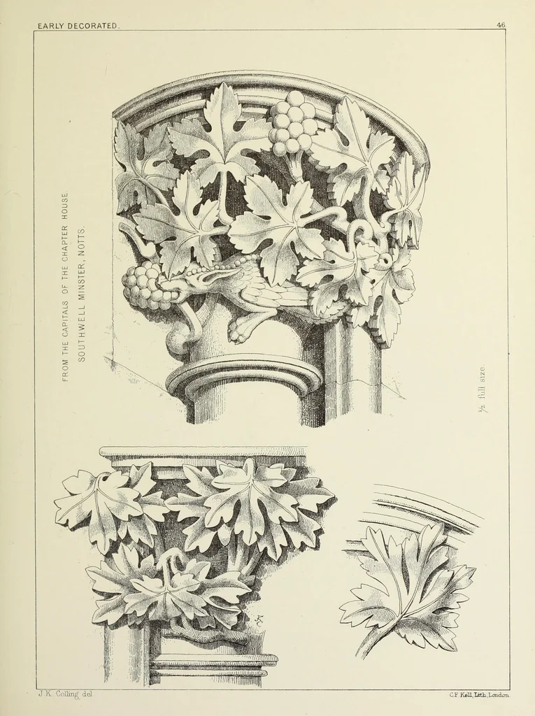 An illustration from Examples of English mediaeval foliage and coloured decoration, taken from buildings of the twelfth to the fifteenth century: with descriptive letterpress, 1874, leaf 253