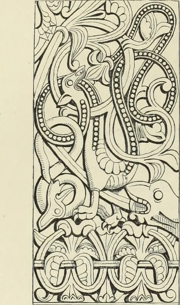 An illustration from Examples of English mediaeval foliage and coloured decoration, taken from buildings of the twelfth to the fifteenth century: with descriptive letterpress, 1874, leaf 26