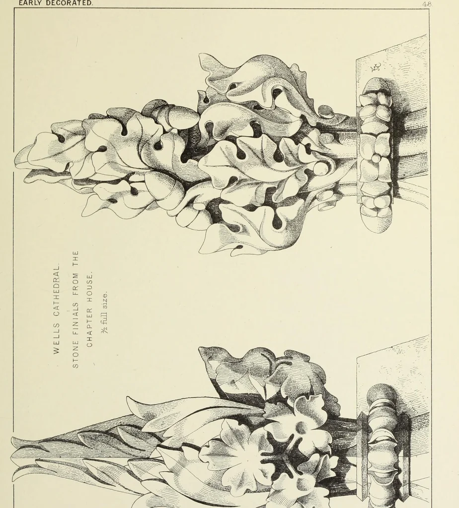 An illustration from Examples of English mediaeval foliage and coloured decoration, taken from buildings of the twelfth to the fifteenth century: with descriptive letterpress, 1874, leaf 261