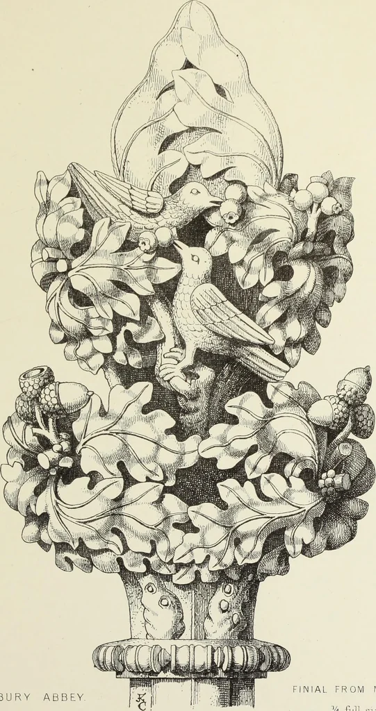 An illustration from Examples of English mediaeval foliage and coloured decoration, taken from buildings of the twelfth to the fifteenth century: with descriptive letterpress, 1874, leaf 269